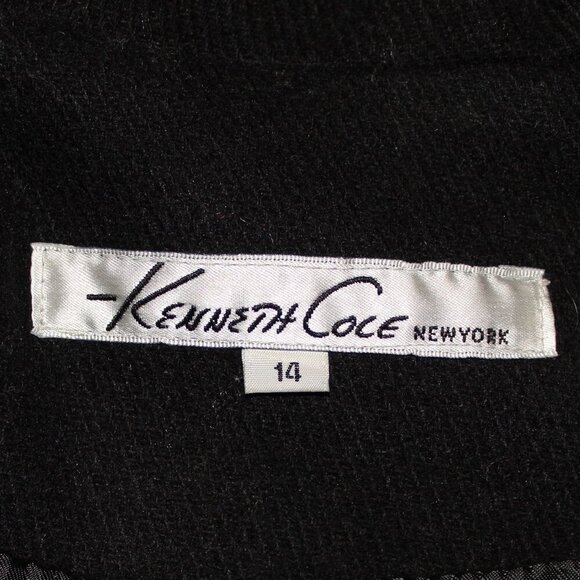 Kenneth Cole Coat w/ Removable Hood, 14, Black, Hip-Length, Button Front - Picture 6 of 8